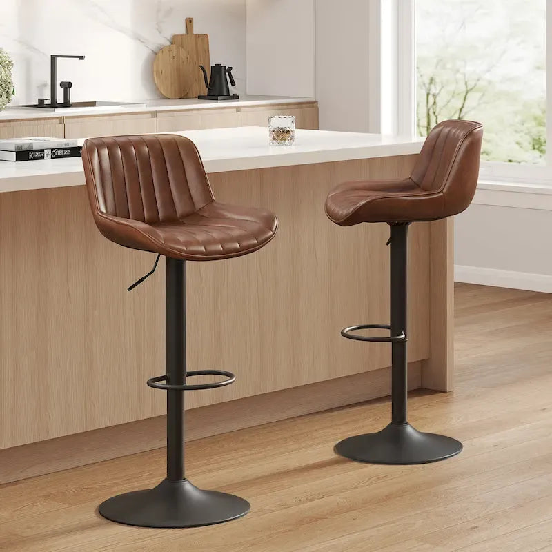 Sgabelli da Bar Girevoli in Similpelle, Set da 2, Opzioni Multicolore, Altezza Regolabile