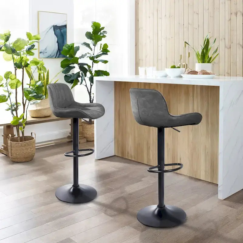 Sgabelli da Bar Girevoli in Similpelle, Set da 2, Opzioni Multicolore, Altezza Regolabile