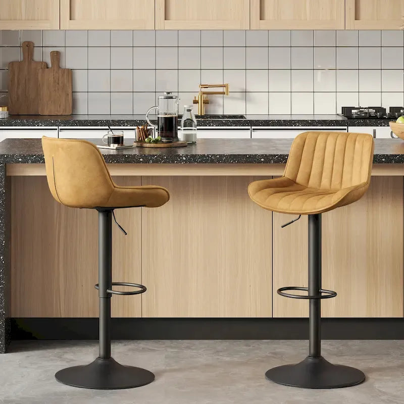 Sgabelli da Bar Girevoli in Similpelle, Set da 2, Opzioni Multicolore, Altezza Regolabile