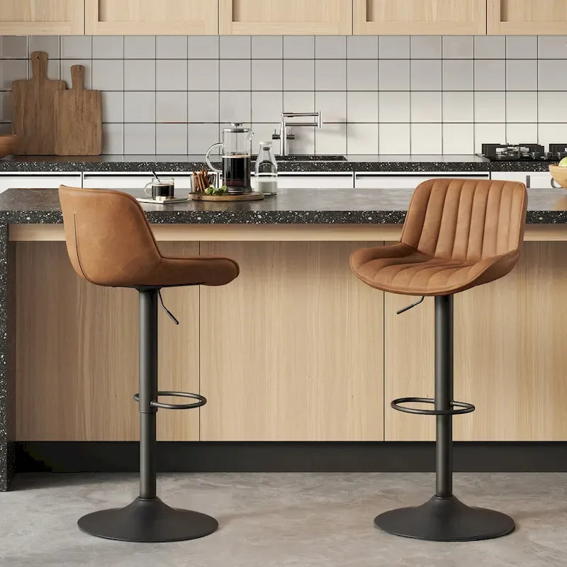 Sgabelli da Bar Girevoli in Similpelle, Set da 2, Opzioni Multicolore, Altezza Regolabile