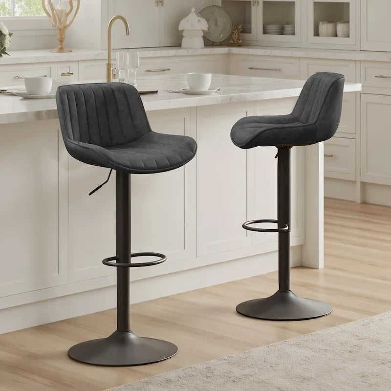 Sgabelli da Bar Girevoli in Similpelle, Set da 2, Opzioni Multicolore, Altezza Regolabile