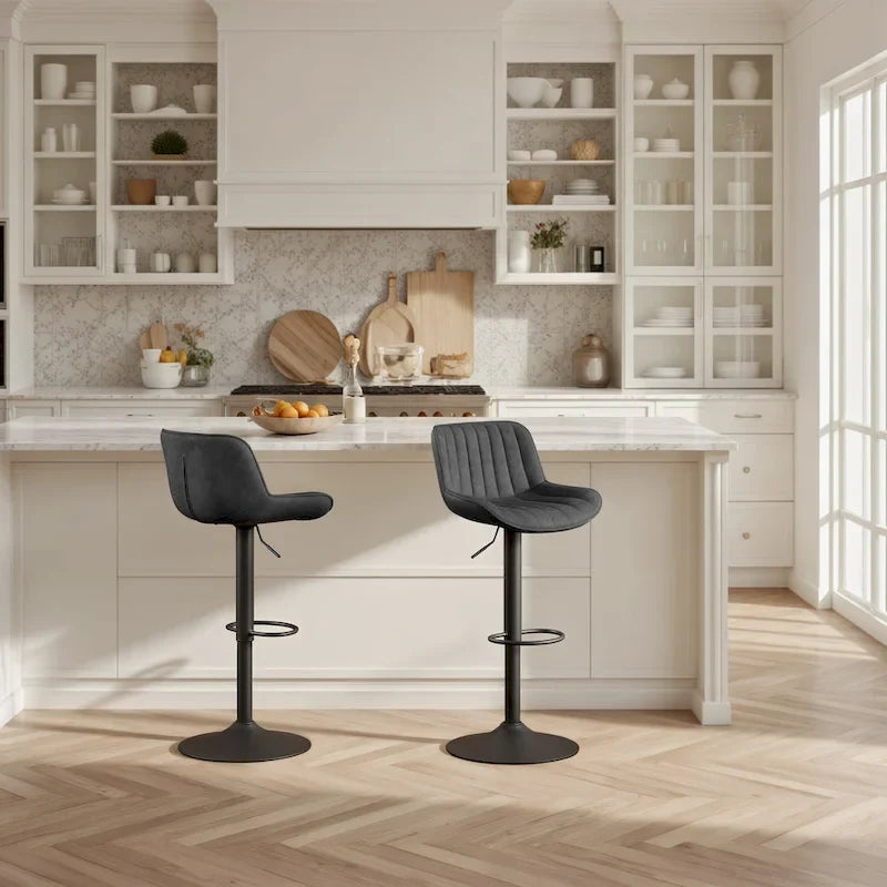 Sgabelli da Bar Girevoli in Similpelle, Set da 2, Opzioni Multicolore, Altezza Regolabile