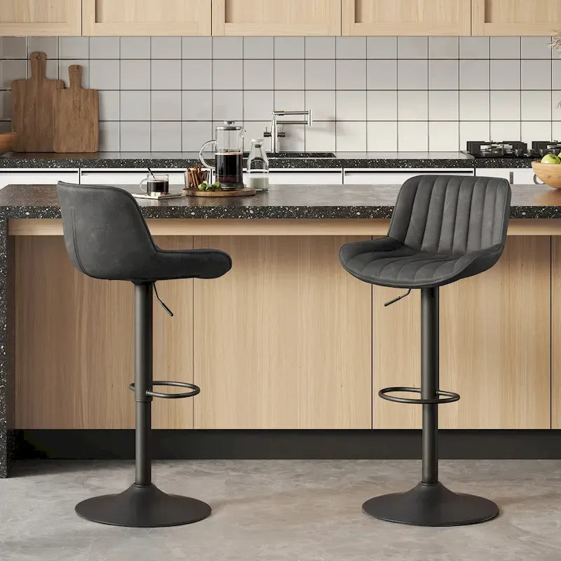 Sgabelli da Bar Girevoli in Similpelle, Set da 2, Opzioni Multicolore, Altezza Regolabile