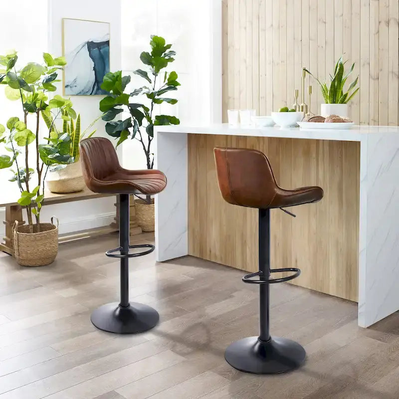 Sgabelli da Bar Girevoli in Similpelle, Set da 2, Opzioni Multicolore, Altezza Regolabile