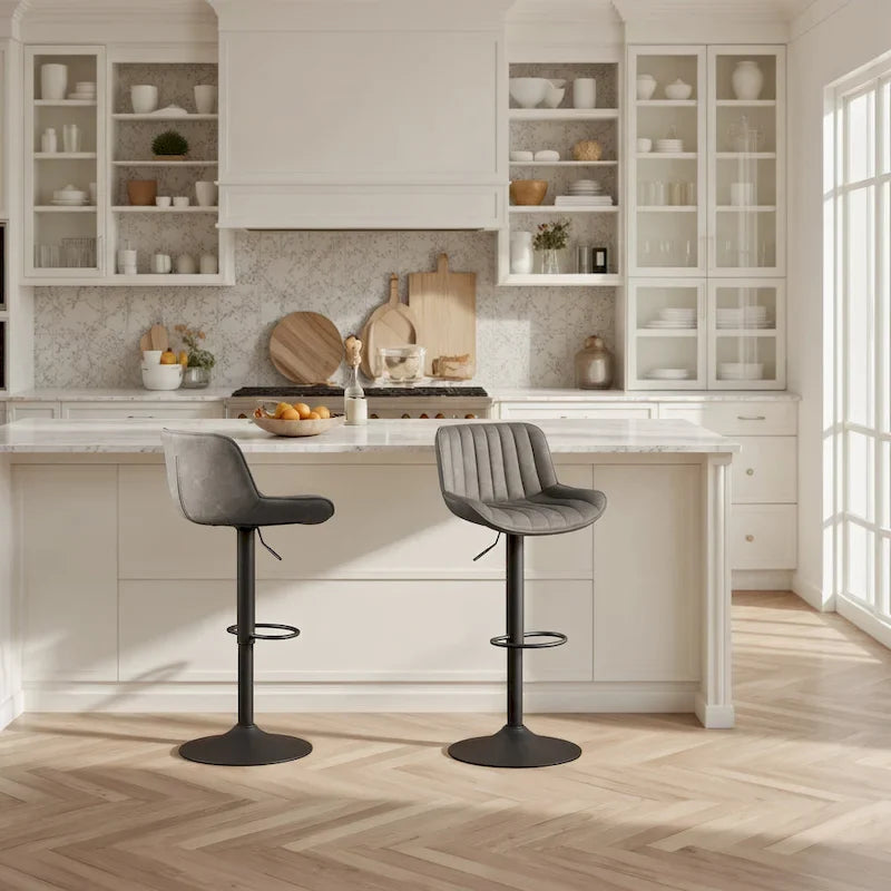 Sgabelli da Bar Girevoli in Similpelle, Set da 2, Opzioni Multicolore, Altezza Regolabile