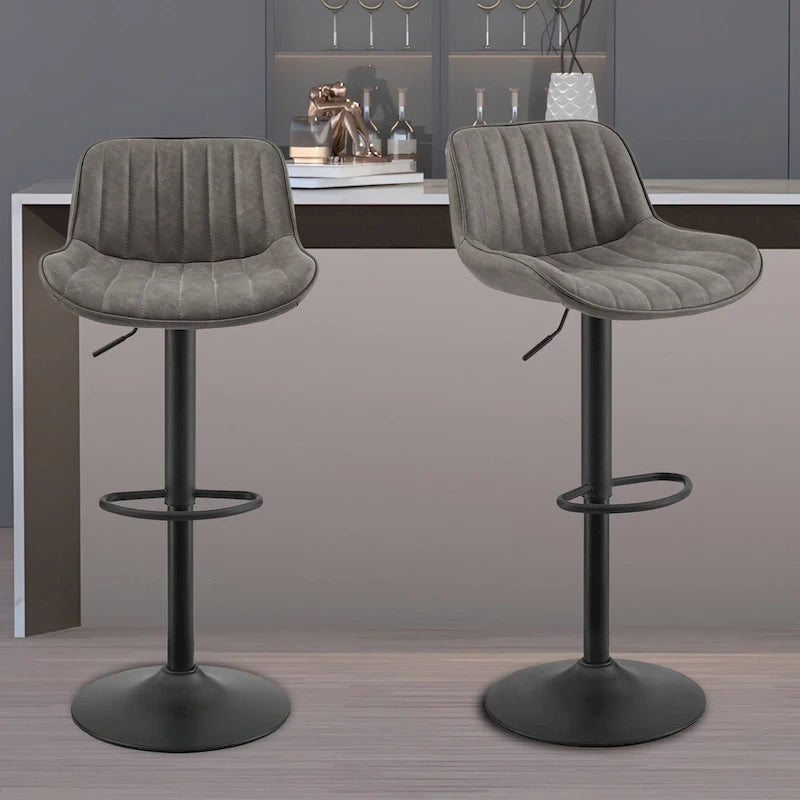 Sgabelli da Bar Girevoli in Similpelle, Set da 2, Opzioni Multicolore, Altezza Regolabile