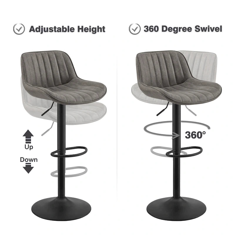 Sgabelli da Bar Girevoli in Similpelle, Set da 2, Opzioni Multicolore, Altezza Regolabile