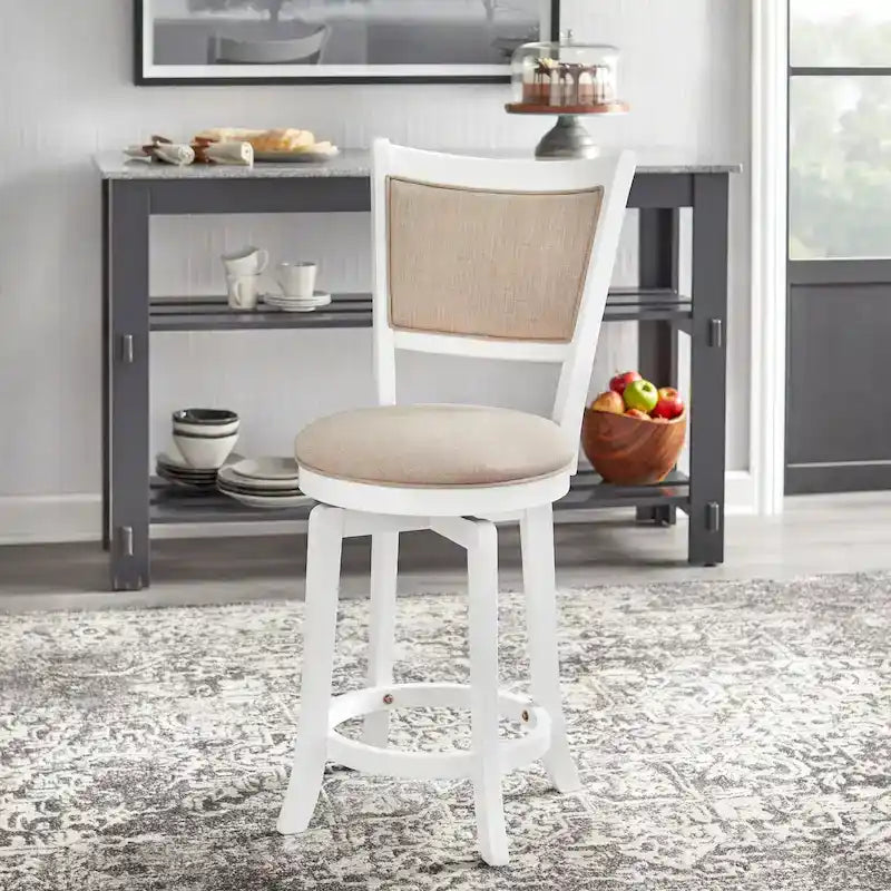 Sgabello da bancone girevole in stile Country francese, grigio invecchiato / marrone rustico / bianco invecchiato, 1 seduta