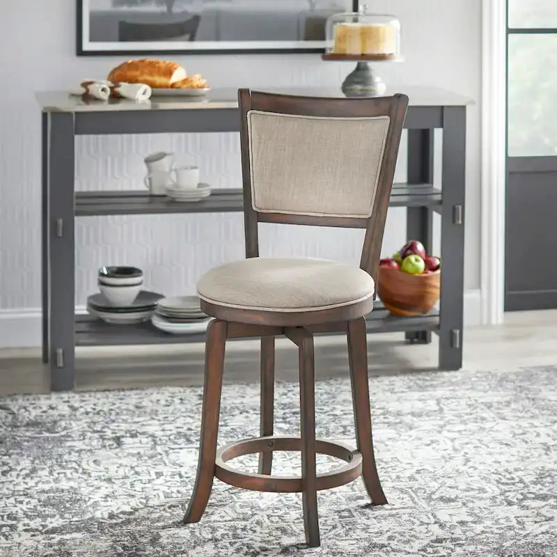 Sgabello da bancone girevole in stile Country francese, grigio invecchiato / marrone rustico / bianco invecchiato, 1 seduta
