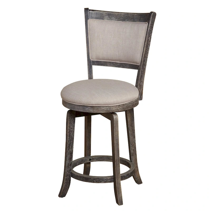 Sgabello da bancone girevole in stile Country francese, grigio invecchiato / marrone rustico / bianco invecchiato, 1 seduta