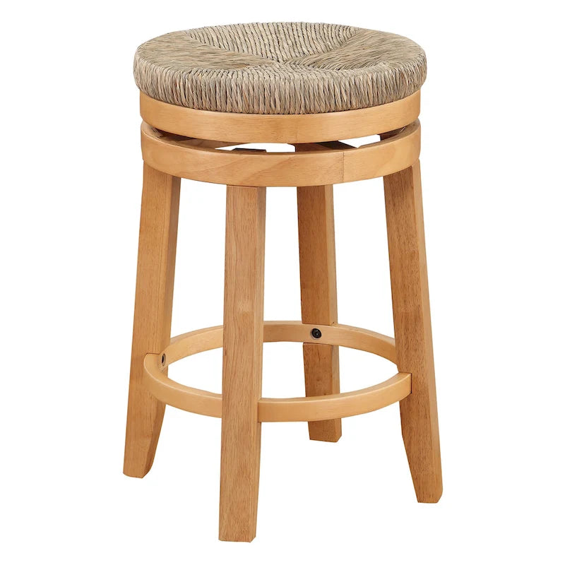 Sgabello da bancone girevole bianco sporco/naturale, set da 2
