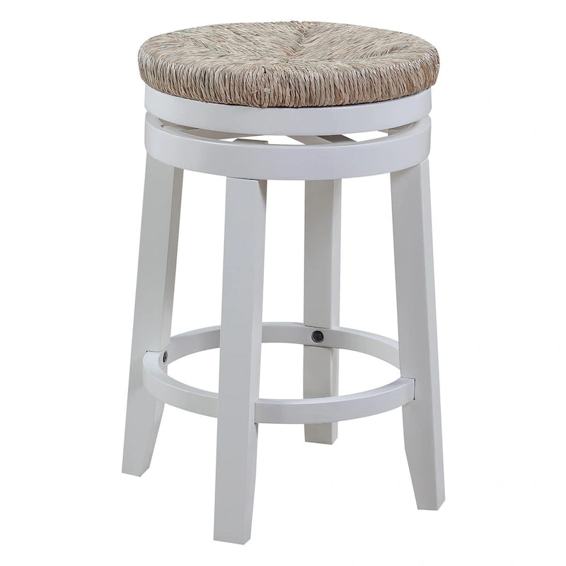Sgabello da bancone girevole bianco sporco/naturale, set da 2