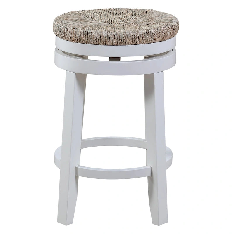 Sgabello da bancone girevole bianco sporco/naturale, set da 2
