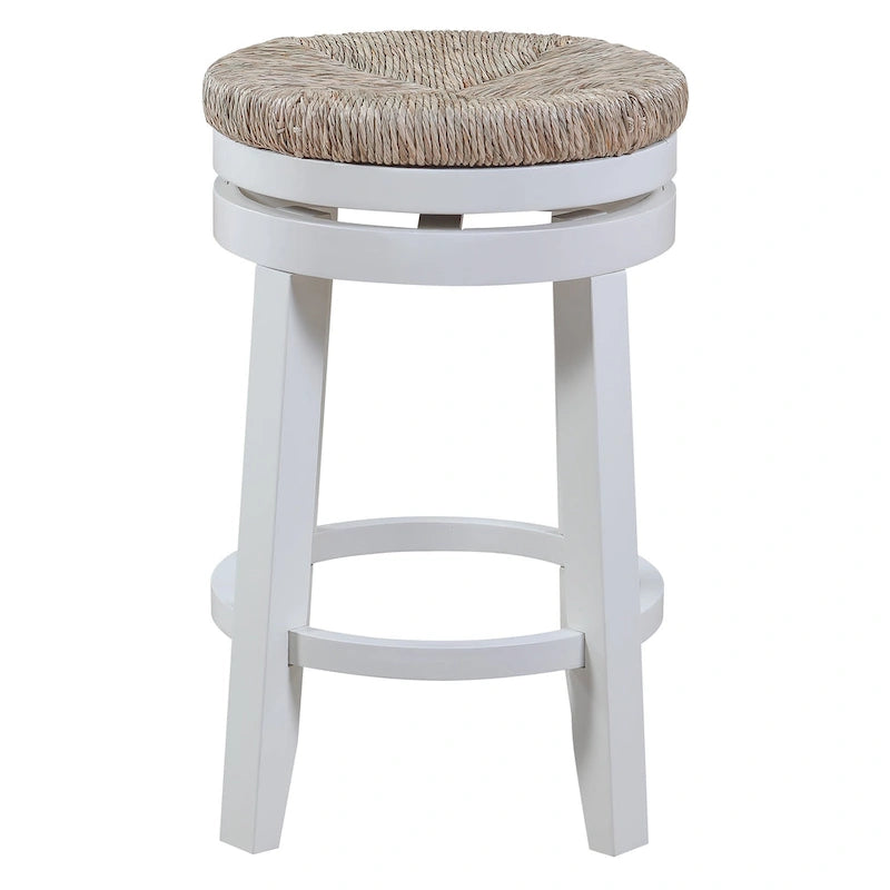 Sgabello da bancone girevole bianco sporco/naturale, set da 2