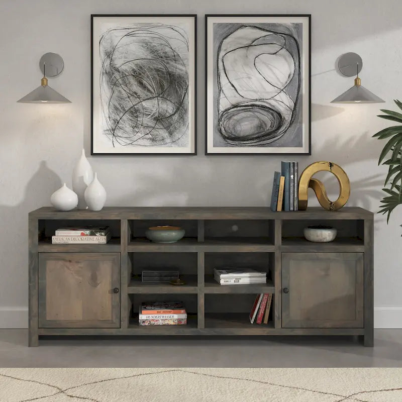 Mobile TV Consolle in stile rustico Barnwood, adatto per TV fino a 95"
