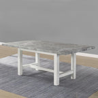 Set da pranzo 7 posti in marmo grigio e bianco anticato