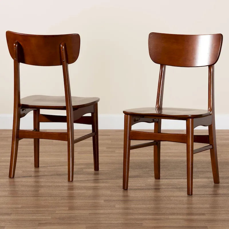 Sedia da pranzo di metà secolo in noce scuro, legno massello, set da 2