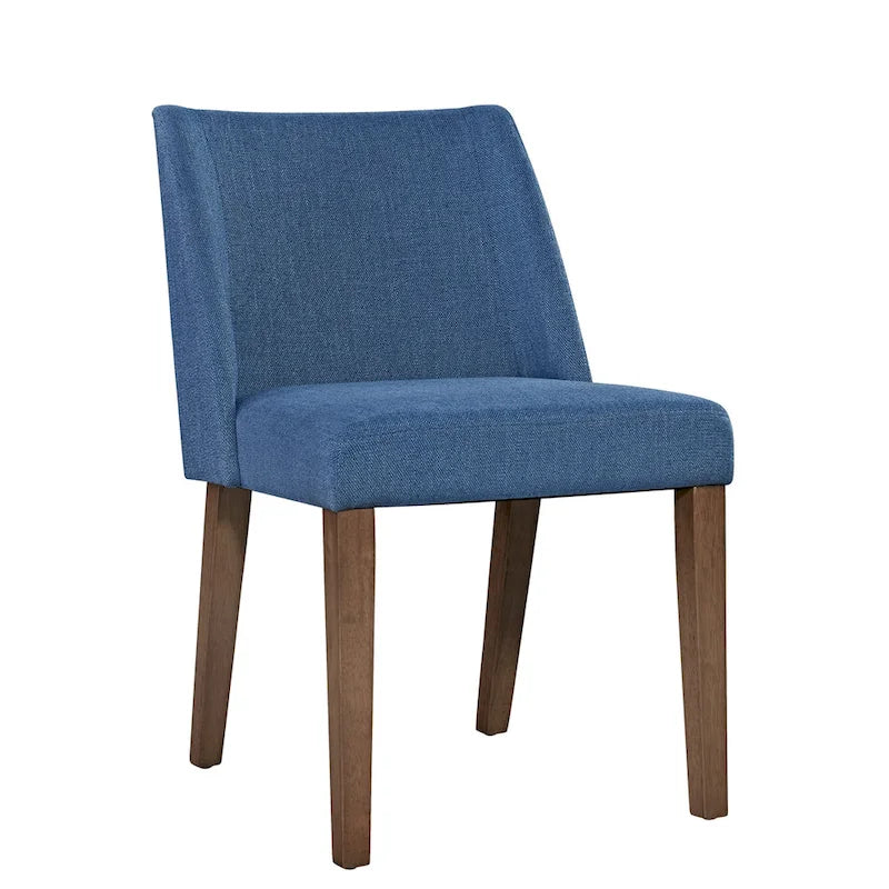 Set da pranzo a ribalta in 3 pezzi in noce per 2 persone – Finitura satinata, sedie imbottite blu