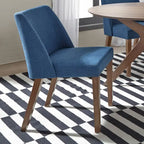Set da pranzo a ribalta in 3 pezzi in noce per 2 persone – Finitura satinata, sedie imbottite blu