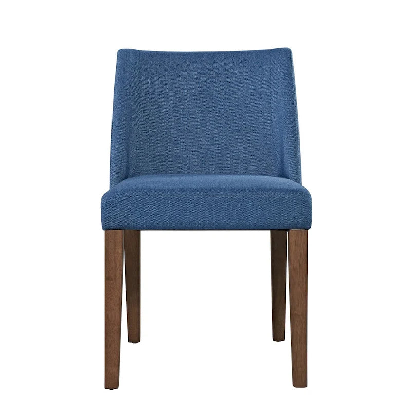 Set da pranzo a ribalta in 3 pezzi in noce per 2 persone – Finitura satinata, sedie imbottite blu