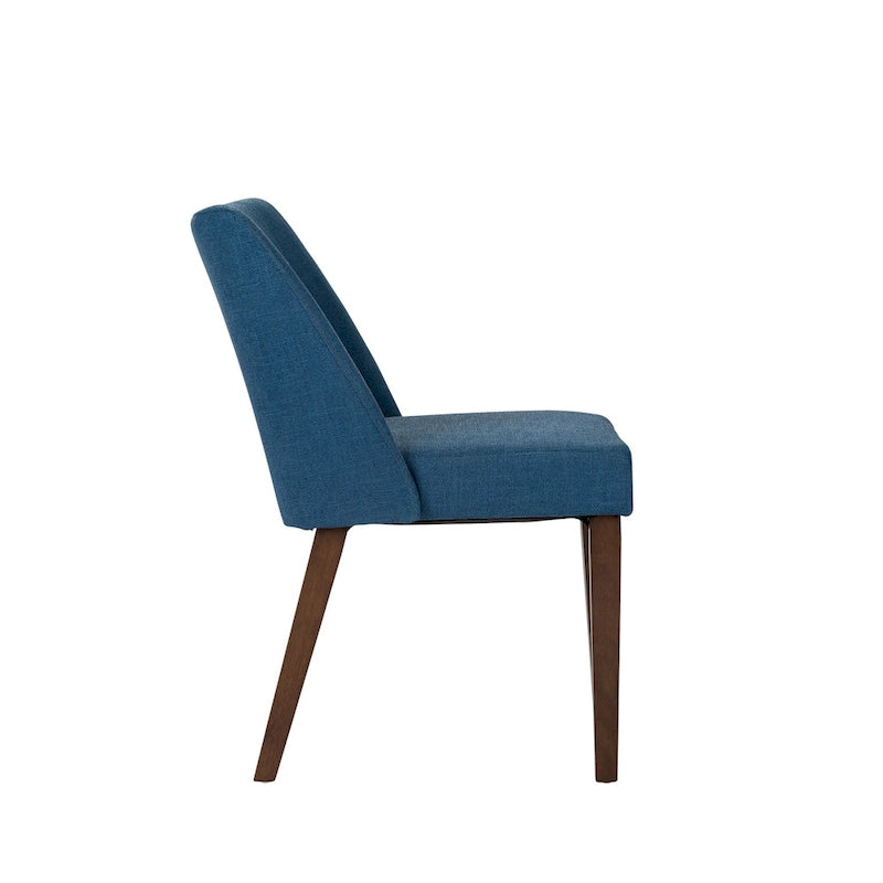 Set da pranzo a ribalta in 3 pezzi in noce per 2 persone – Finitura satinata, sedie imbottite blu
