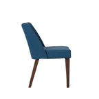 Set da pranzo a ribalta in 3 pezzi in noce per 2 persone – Finitura satinata, sedie imbottite blu