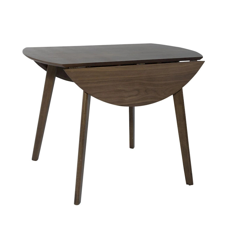 Set da pranzo a ribalta in 3 pezzi in noce per 2 persone – Finitura satinata, sedie imbottite blu