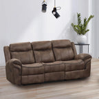 Divano reclinabile manuale a 3 posti in microsuede marrone