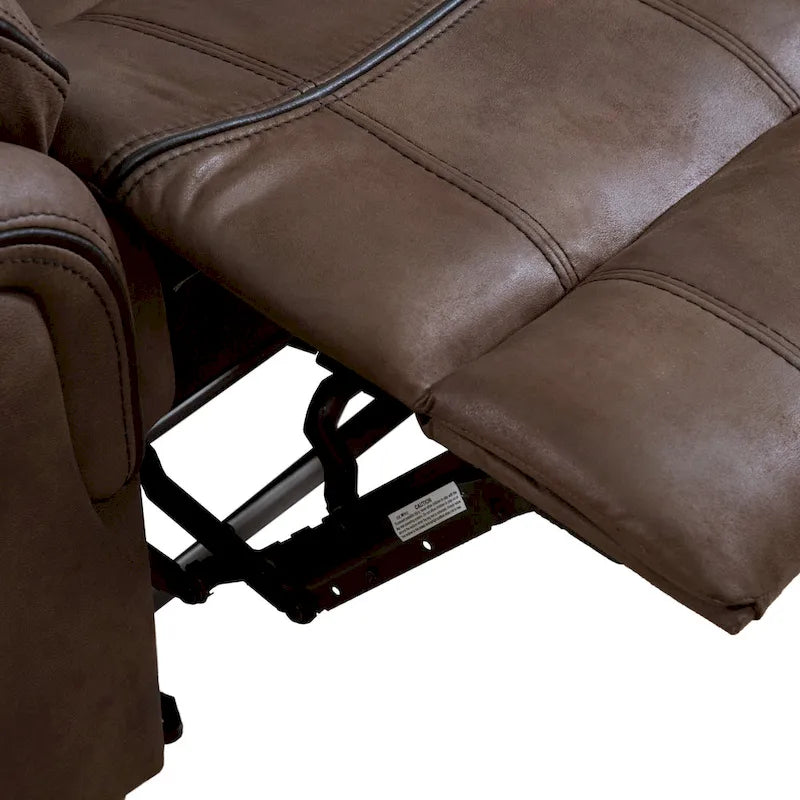 Divano reclinabile manuale a 3 posti in microsuede marrone