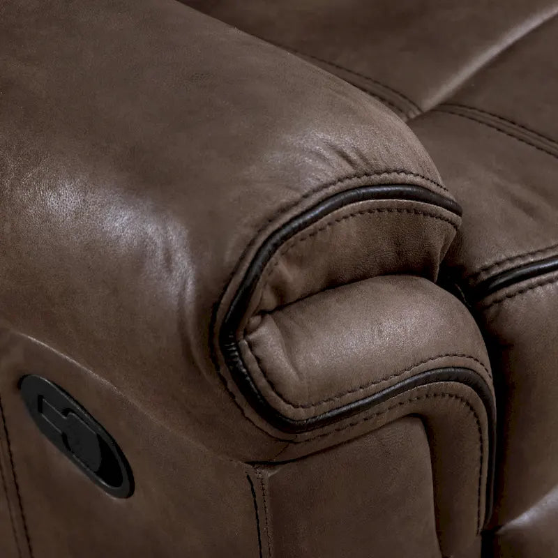Divano reclinabile manuale a 3 posti in microsuede marrone