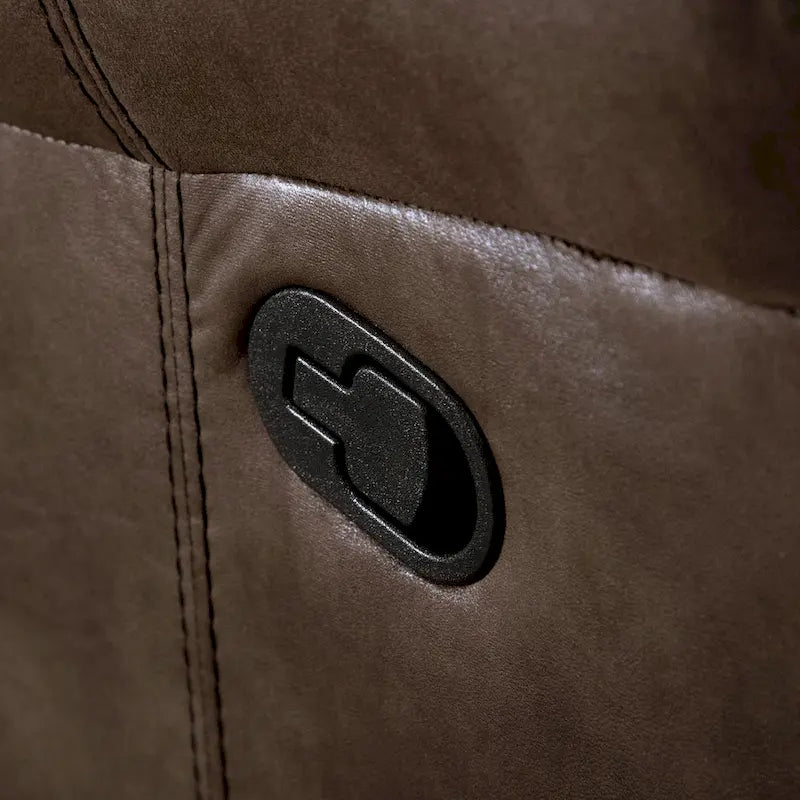 Divano reclinabile manuale a 3 posti in microsuede marrone