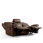 Divano reclinabile manuale a 3 posti in microsuede marrone