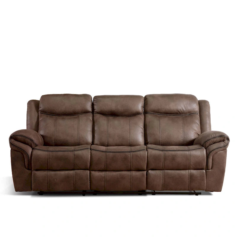 Divano reclinabile manuale a 3 posti in microsuede marrone