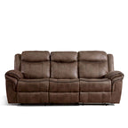 Divano reclinabile manuale a 3 posti in microsuede marrone
