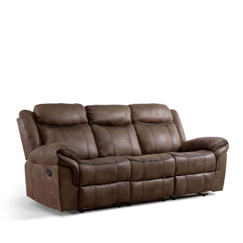 Divano reclinabile manuale a 3 posti in microsuede marrone