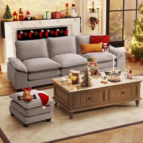 25.2  Deep Seat Sectional Sofa Couch 3 Seats L-Shape Design for Living Room