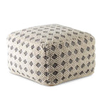 Pouf ottomano in cotone naturale e nero, poggiapiedi a 1 posto