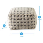 Pouf ottomano in cotone naturale e nero, poggiapiedi a 1 posto