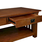 Tavolino da Caffè in Legno Marrone Stile Mission con 2 Cassetti – 1 Unità