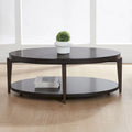 Tavolino ovale Espresso Stone con piano in legno
