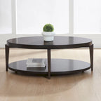 Tavolino ovale Espresso Stone con piano in legno