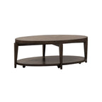 Tavolino ovale Espresso Stone con piano in legno