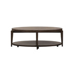 Tavolino ovale Espresso Stone con piano in legno