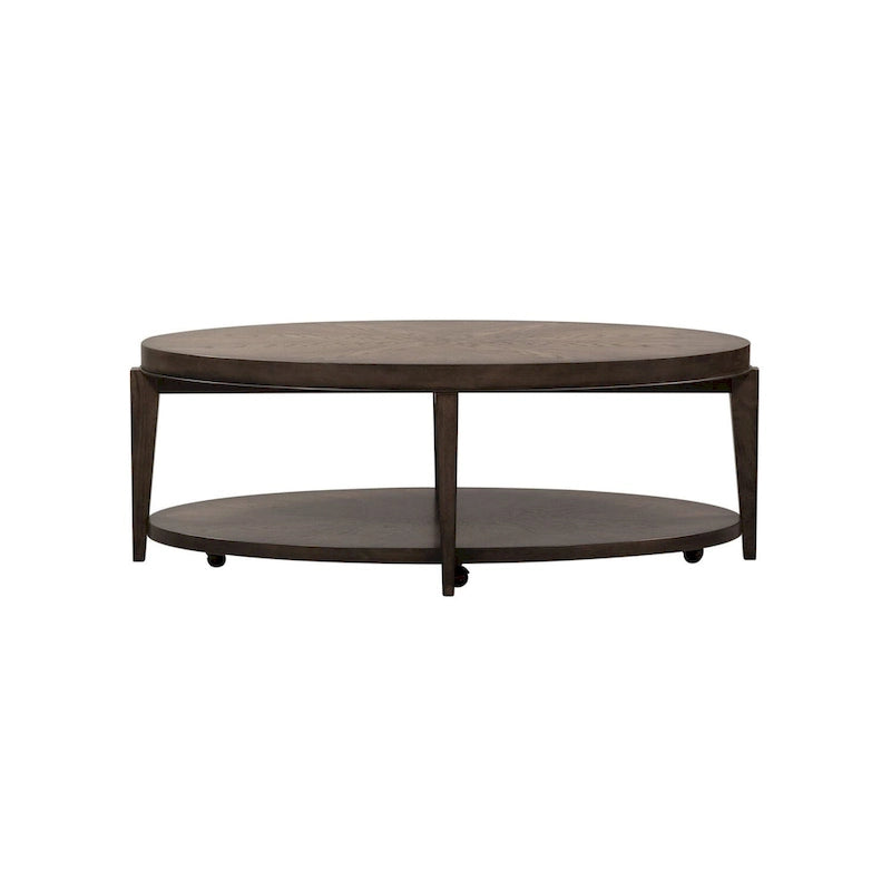 Tavolino ovale Espresso Stone con piano in legno