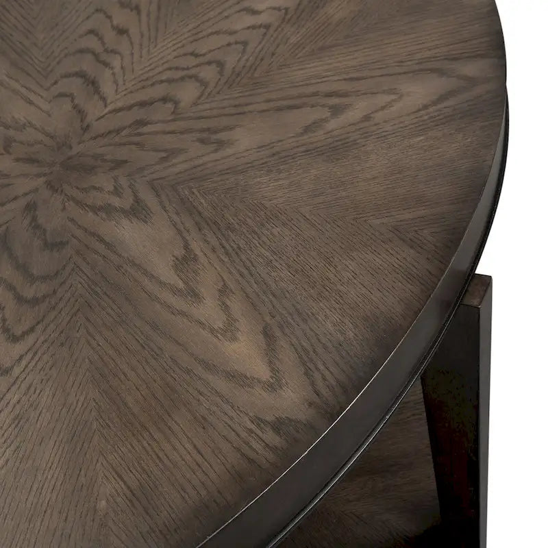 Tavolino ovale Espresso Stone con piano in legno