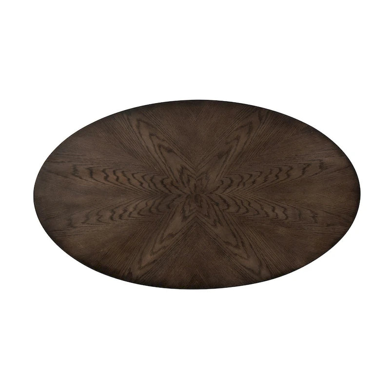 Tavolino ovale Espresso Stone con piano in legno