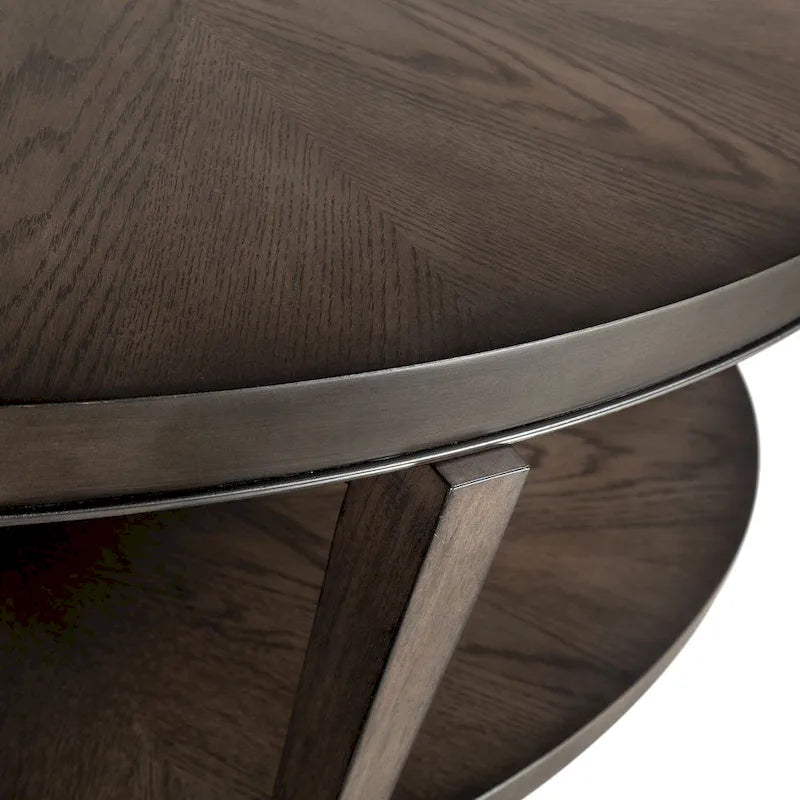 Tavolino ovale Espresso Stone con piano in legno