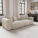 Divano componibile a 2 posti in velluto a coste – Nero / Marrone chiaro / Beige