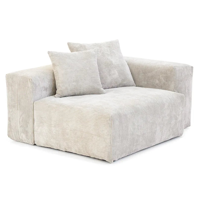 Divano componibile a 2 posti in velluto a coste – Nero / Marrone chiaro / Beige