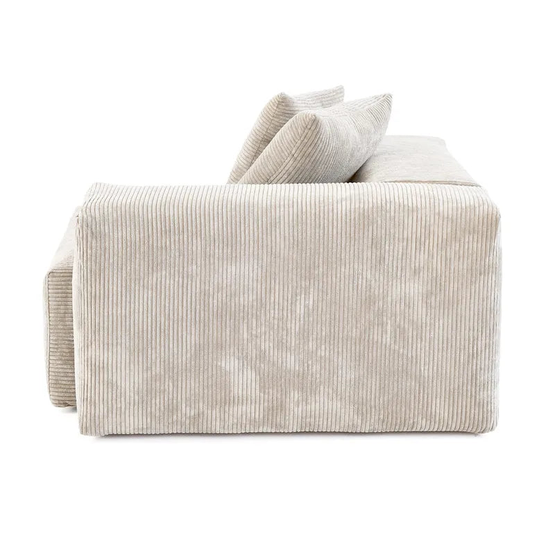 Divano componibile a 2 posti in velluto a coste – Nero / Marrone chiaro / Beige